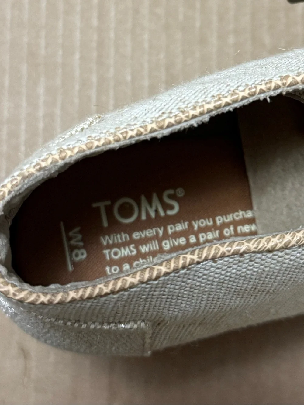 Like New! TOMS Desert Wedge Laced Ankle Booties Natural Metallic Linen Women's 8